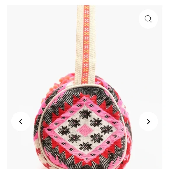 Boho Yoga Mat Bag, Pink and Black Geometric Shoulder Bag with Strap - Picture 4 of 9